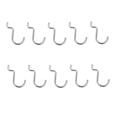 dophee 10Pcs Metal Pegboard Hook Tool Storage Organizer Hooks, 1.38"x1.22" | Wall Display Hammer Punches Scissors Tool Organizer Pegboard Garage Shop Storage Plier Holder Jewelry Hanger Peg Hook