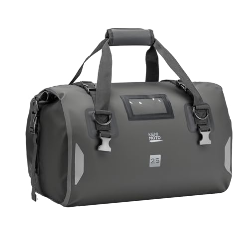 KEMIMOTO Waterproof Motorcycle Dry Bag – Duffle Tail Bag Soft Luggage, 25L/40L/65L Large Capacity with 4 Quick-Release Straps, Dustproof for Touring, Adventure, Motorcycling & Camping Grey - size: 25L