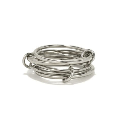 Shapes Studio Trio Linked Ring, stackable Ring, Minimalism style for women, Never Tarnish - size: 6, style: Five Band( all silver)