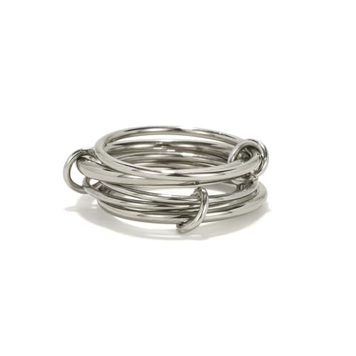 Shapes Studio Trio Linked Ring, stackable Ring, Minimalism style for women, Never Tarnish - size: 7, style: Five Band( all silver)