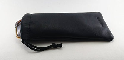 Lambskin Leather Drawstrings Pouch Black, 9 cm X 15 cm