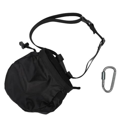 Dpofirs Adjustable Drawstring Chalk Bag for Climbing | Black Oxford Cloth Fleece Lined Pouch for Bouldering, Weightlifting, and Gym Storage