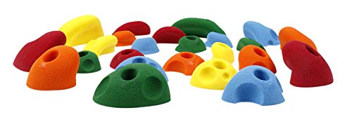 Atomik Rock Climbing Holds Set of 24 Classic Bolt-On Hand and Footholds in Assorted Bright Tones