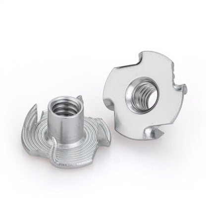304 Stainless Steel T-Nuts 4-Pronged M6 (50 PCS) | Strong Grip, Rustproof Corrosion Resistant, Smooth Threads, Easy Insertion for Wood/Furniture/Cabinetry/Climbing Holds - size: M6