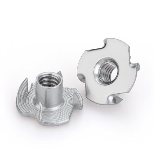 304 Stainless Steel T-Nuts 4-Pronged M8 (50 PCS) | Strong Grip, Rustproof Corrosion Resistant, Smooth Threads, Easy Insertion for Wood/Furniture/Cabinetry/Climbing Holds - size: M8