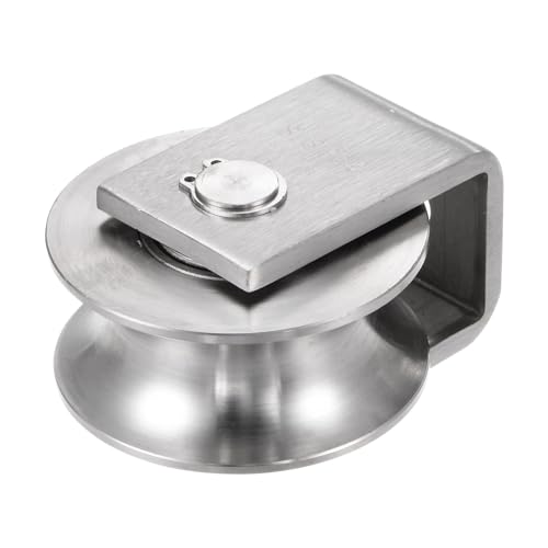 uxcell U Groove Wheel Pulley 304 Stainless Steel, 2.7" Dia Track Wheel Pulley Block Loading 2000lbs for Sliding Gate, Industrial Machines, Groove Width 0.98" - size: 2.7" wheel dia, 0.98" groove width