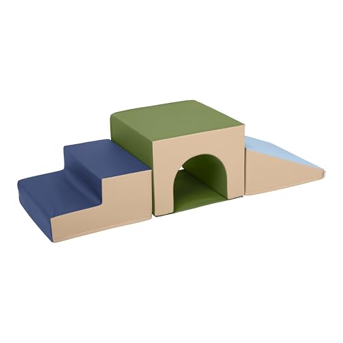 ECR4Kids SoftZone Single Tunnel Climber, Toddler Playset, Earthtone, 3-Piece - color: Earthtone