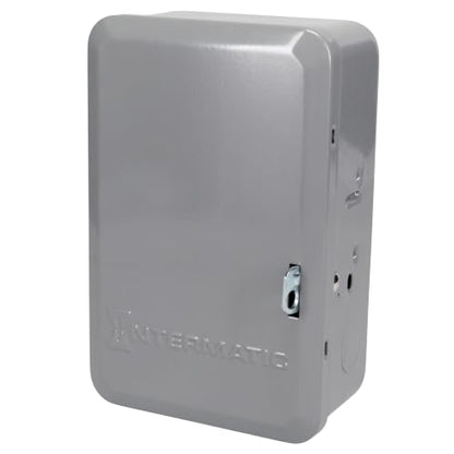 Intermatic DT101 24-Hour Digital Time Switch, 20 Amp 1-Circuit SPST, 120-277 VAC 50/60 Hz, Indoor Metal Enclosure, Battery Backup and Automatic Daylight Saving Time Adjustment