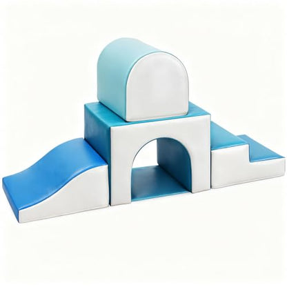 Sumbababy Foam Climbing Blocks for Toddlers: with a Tunnel - 4 PCS Foam Blocks - Kids Indoor Climbers Play Structures Play Gym Soft Climber with Slide and Stair Soft Playground Green - style: Modern