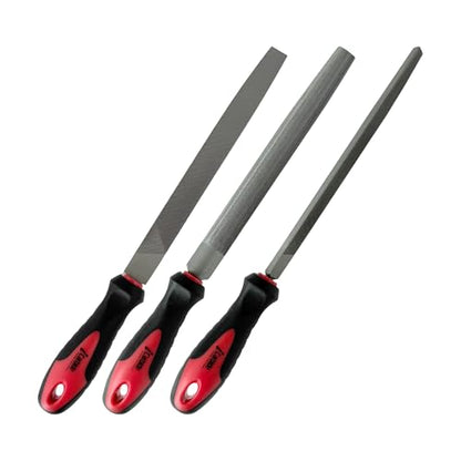 17 Piece Metal File Set with Carrying Case, Precision Filing Tools with Ergonomic Handles, Orange and Black, 8inch