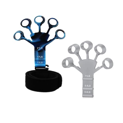 2Pcs Adjustable Finger Resistance Bands for Guitarists, Climbers, Typists, Gamers - color: BLUE