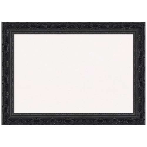 Amanti Art White Cork Board for Wall, 20x28 Vision Board with Black Frame, Medium Corkboard Office Decor for Home Organization, Traditional Corkboard Pinboard to Display Items for Home Organization - color: Filigree Gloss Black, size: 28" x 20"