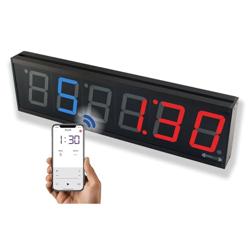 Flex Timer - Gym Edition - Bluetooth App-Controlled Wall Mounted 23" LED Gym Clock with Large 4.0" Digits for Crossfit, Tabata, HIIT, EMOM, MMA, Boxing, Interval Training, Circuits, Workouts