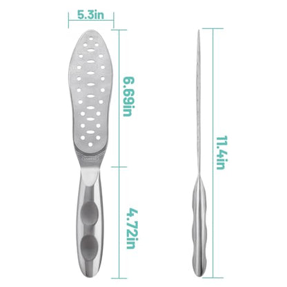 Foot File Callus Remover Stainless Steel Double Sided Foot Scraper, Foot Rasp for Dry and Wet Skin, Pedicure Tool for Feet Hard Skin and Cracked Heels