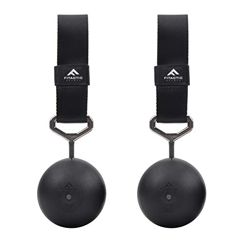 Rock Climbing Solid Training Cannonball Power Pull Up Ball Hold Grips for Straps for Finger, Forearm, Biceps, Back Muscles (Black, 4") Bundle with Upgraded 1 Pair Eagle Loops Grip for Fing
