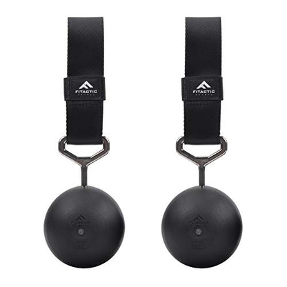 Rock Climbing Solid Training Cannonball Power Pull Up Ball Hold Grips for Straps for Finger, Forearm, Biceps, Back Muscles (Black, 4") Bundle with Upgraded 1 Pair Eagle Loops Grip for Fing