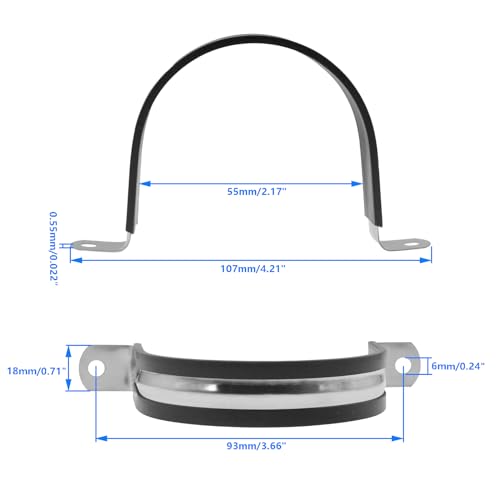 Rubber U Clamps,Two Hole U-Tube Strap Clamp Set,SAFYY EPDM Rubber Cushioned Insulated Clamp Rubber Lined Mounting U Brackets,U Shaped Pipe Tube Wire Clamps Clips Conduit Clamps (M55|2-3/16",10PCS) - size: M55|2-3/16",10PCS