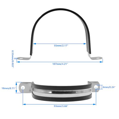Rubber U Clamps,Two Hole U-Tube Strap Clamp Set,SAFYY EPDM Rubber Cushioned Insulated Clamp Rubber Lined Mounting U Brackets,U Shaped Pipe Tube Wire Clamps Clips Conduit Clamps (M55|2-3/16",10PCS) - size: M55|2-3/16",10PCS