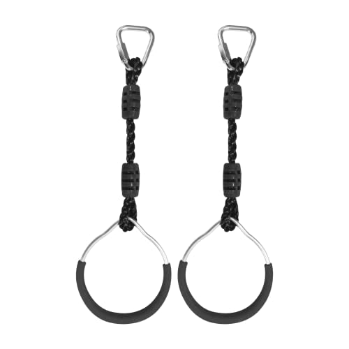 Hanging Ninja Gymnastic Ring Swing Monkey Bar Climbing Bar Jungle Fist For Outdoor Indoor Backyard Activities, 2 Pack Black Obstacle Course Rings Workout Playground Training Equipment Trapeze Play Set - color: Black, size: 2 Pack
