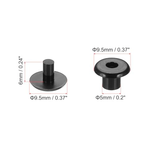 PATIKIL M5x6mm Plastic Binding Post, 50 Sets Plastic Chicago Screws Binding Screw Rivet Post Press-on Buckle for Leather Scrapbook Photo Albums, Black - color: Black, size: M5x6mm