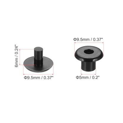 PATIKIL M5x6mm Plastic Binding Post, 50 Sets Plastic Chicago Screws Binding Screw Rivet Post Press-on Buckle for Leather Scrapbook Photo Albums, Black - color: Black, size: M5x6mm