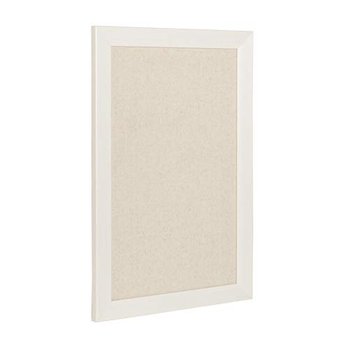 DesignOvation Beatrice Framed Linen Fabric Pinboard, 18x27, White - color: White, size: 18" x 1"
