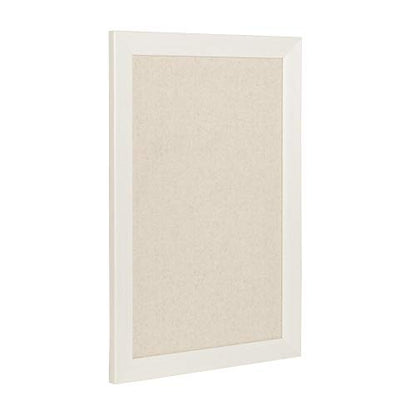 DesignOvation Beatrice Framed Linen Fabric Pinboard, 18x27, White - color: White, size: 18" x 1"