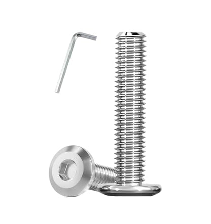 Metuja 1/4-20x2 Flat Head Hex Socket Cap Screws Bolts,304 Stainless Steel Fully Threaded Machine Screws with Hex Key (20PCS) Corrosion-Resistant for Furniture/Machinery - size: 1/4-20 x 2"