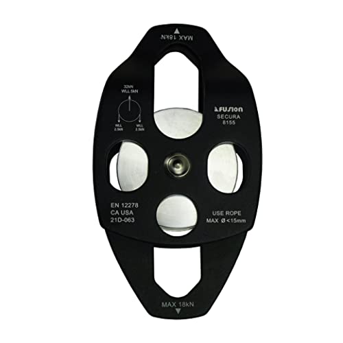 Fusion Climb Lightweight and Durable Aero Space Aluminum Alloy Double Pulley Swing Plate 32kN for Progress Capture System Rigging Hauling Rescue Arborist Tree Climbing - color: Black