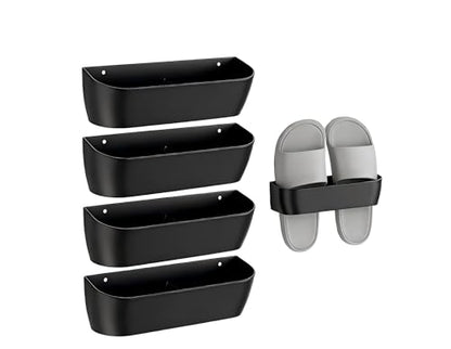 Wall Mount Shoe Rack 4 Pack Plastic Shoe Holders Storage Organizer | Self-Adhesive Shoe Storage for RV, Entryway & Wall, Plastic Rack for Closet, No-Drill Organizer for Camper & Home
