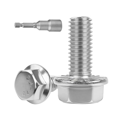 M8x20mm Serrated Flanged Hex Head Screws Bolts 25pcs HS/JXLS-10 | 304 Stainless Steel, External Hex Machine Screws, Equipped with Hex Sleeve, for Construction, for Automotive, for Industrial - size: M8x20mm
