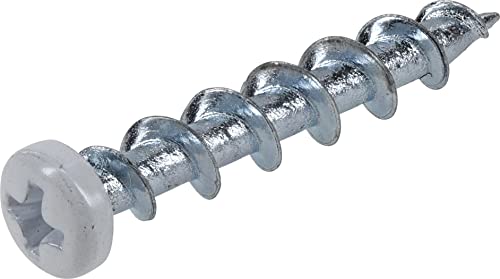 Hillman Borefast Drywall Anchors, 1-1/2in Pan Head, 75 Pack, White | Zinc finish , Phillips pan head self-drills into drywall, wood, and metal studs , Reusable for hanging fixtures - color: White