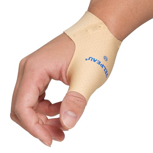 Velpeau Thumb Compression Sleeve for Tendonitis (Pack of 2), Seamless Technology, Gloves Wraps for Arthritis Pain Relief for Women & Men, Splint Liner, Fits Both Hands (Khaki, Short Version, M) - color: Short Version-Khaki, size: Medium