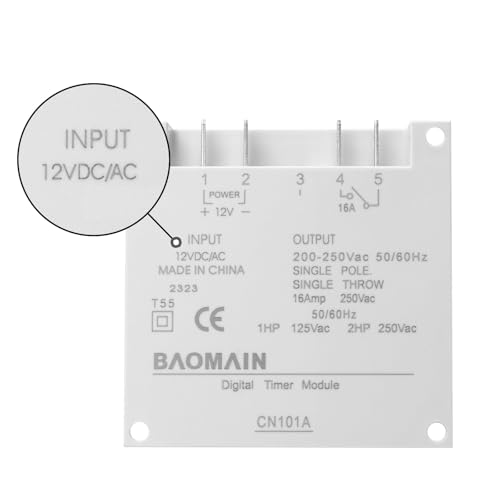 Baomain Time Switch Relay with 4 x Terminal Cable,Digital LCD Programmable Timer,12V DC/AC Input,200-250V 16A Output,28 Programs Daily/Weekly Schedule,CN101A for Lighting and Equipment Control - size: Timer with Terminal Cable