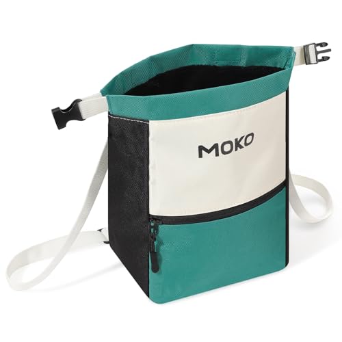 MoKo Chalk Bag for Rock Climbing, Large Capacity Climbing Chalk Bag with Magnetic Snap and Zipper Pocket, Portable Chalk Bucket for Rock Climbing, Weight Lifting, Bouldering, Gymnastics, Fitness - color: Green