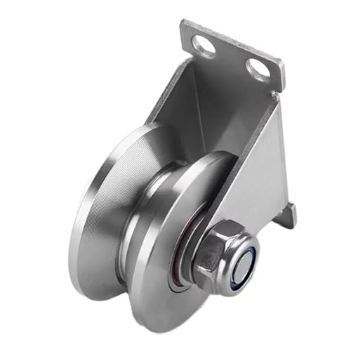 U Groove Stainless Steel Wall Pulley 2Pcs Track Wheel Bearing Pulley 304/201 Stainless Steel U/V/H Shaped Sliding Door Rollers Thickened 48 Wheel Rigid Caster(201 48U) - color: 201 48U