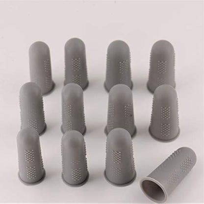 Finger Protectors [Flex Series - 12-Pack] Silicone Non-Stick Finger Covers [Grey - Small (6) / Medium (6)] for Hot Glue | Sewing | Wax | Rosin | Resin | Honey | Adhesives | Scrapbooking - color: Small & Medium - Grey [12-Pack]