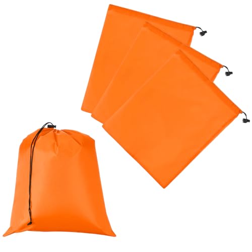 Drawstring Bag with Toggle, Stuff Sack String Waterproof Travel Storage Bags Cinch Stuff Pouch -Fitting for (Gym/Traveling/Hiking/Yoga/Office/Shoes) 16 x 14 & 4 Pack & Orange - color: Orange, size: 16 x 14"