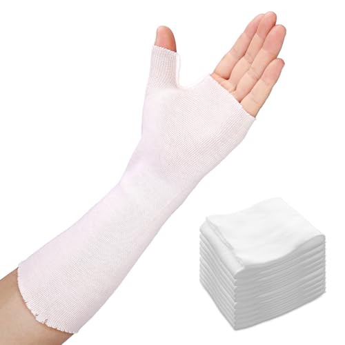 Hand Socks for Splint (Pack of 10), Stockinette Tubing, Thin Breathable Surgical Sleeves for Arm, Wrist and Thumb Sleeve Under Brace, Cast Wrap Liner for Men & Women, Fit Left & Right Hands (White, M) - color: White, size: Medium