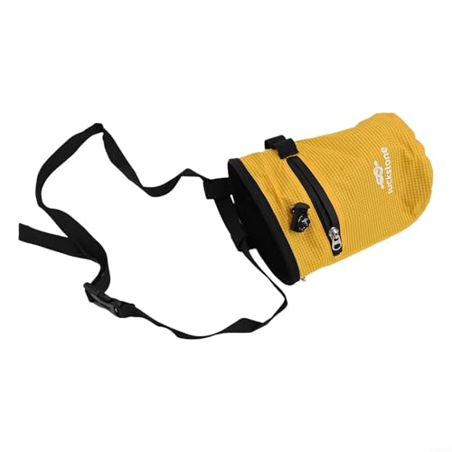 Rock Climbing Chalk Bag Featuring Stiffened Rim and Dual Pockets, Magnesium Pouch for Bouldering, Weightlifting, Gymnastics Use - size: Yellow