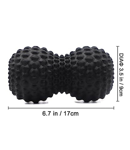 KITWILD Peanut Massage Ball, Double Lacrosse Massage Roller Ball, Black | Deep Tissue Muscle Massage, Physical Therapy, Myofascial Release, Muscle Knots, Yoga Therapy - color: Black