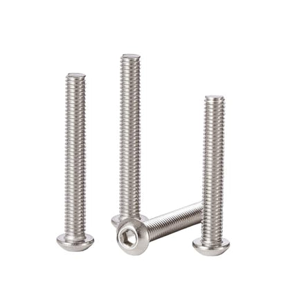 M6-1.0 Button Head Socket Cap Bolts Screws - 30/35/40/45/50mm Length Kit, 304 Stainless Steel(A2-70), Allen Drive, Bright Finish, Fully Threaded, 50-Piece Set - size: 304-Button-M6-30-50mm
