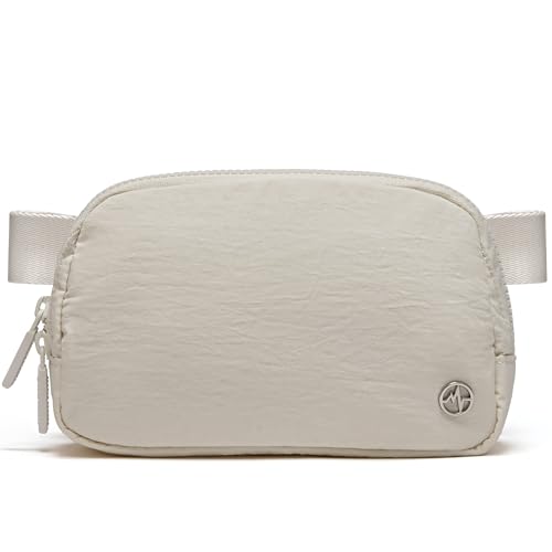 Pander Nylon Fanny Pack for Women, Two-Way Zipper Crossbody Bag | 1L nylon belt bag with a two-way zipper, three interior mesh pockets, and an adjustable strap for waist or crossbody wear - color: White Opal