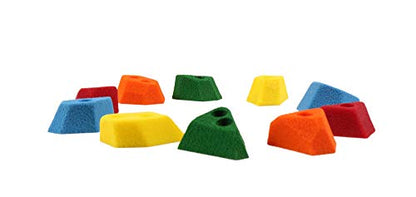 Atomik Rock Climbing Holds Set of 10 Screw-On Angled Footholds in Assorted Bright Tones