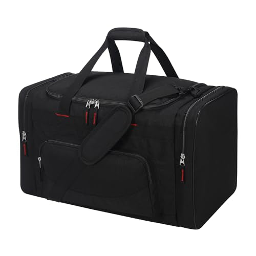 55L Gym Sport Duffle Bag for Men, Black | 22 inch, Large Capacity, Multi Pockets, Weekender, Travel, 22"×12"×13" - color: Black, size: 22 inch - 1.0