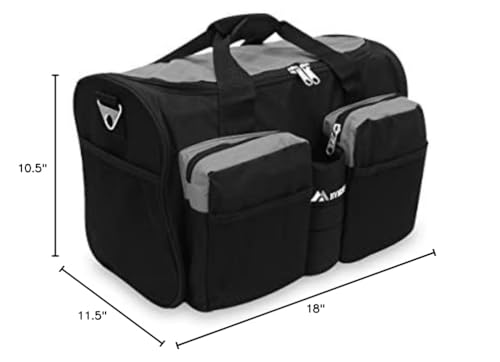Everest Gym Bag with Wet Pocket, Dark Gray/Black - color: Dark Gray/Black