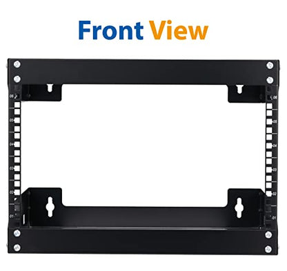 6U Wall Mount Rack Open Frame 19 Inch Server Equipment Network Cabinet 18 inches Depth Black by Tedgetal - color: 6U