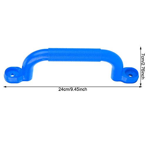 Playground Safety Handle, Blue Plastic Non-Slip Climbing Frame Grips for Kids Outdoor Indoor Garden, Swing Set and Tree House Accessories with Mounting Hardware, Ages 5+