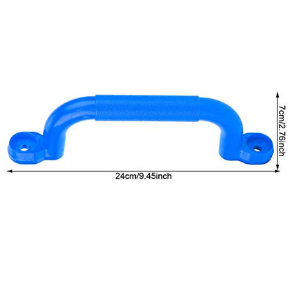 Playground Safety Handle, Blue Plastic Non-Slip Climbing Frame Grips for Kids Outdoor Indoor Garden, Swing Set and Tree House Accessories with Mounting Hardware, Ages 5+