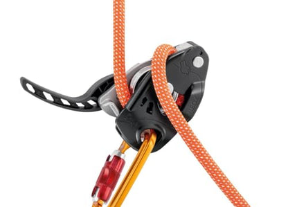 PETZL NEOX Rock Climbing Belay Device | With Cam-Assisted Blocking - color: Black